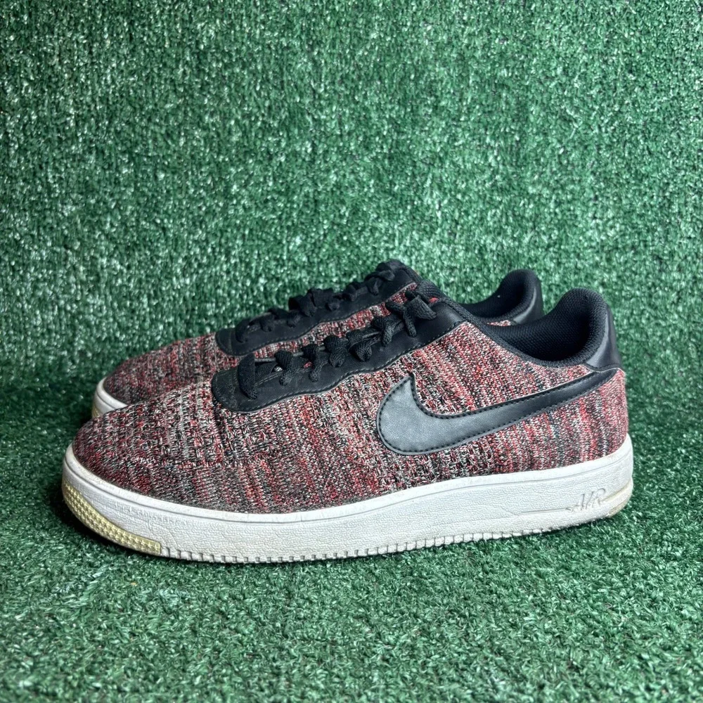 Nike Air Force‎ 1 Flyknit 2.0 CI0051-600 Low Top Red Black Sneakers Mens Size 11